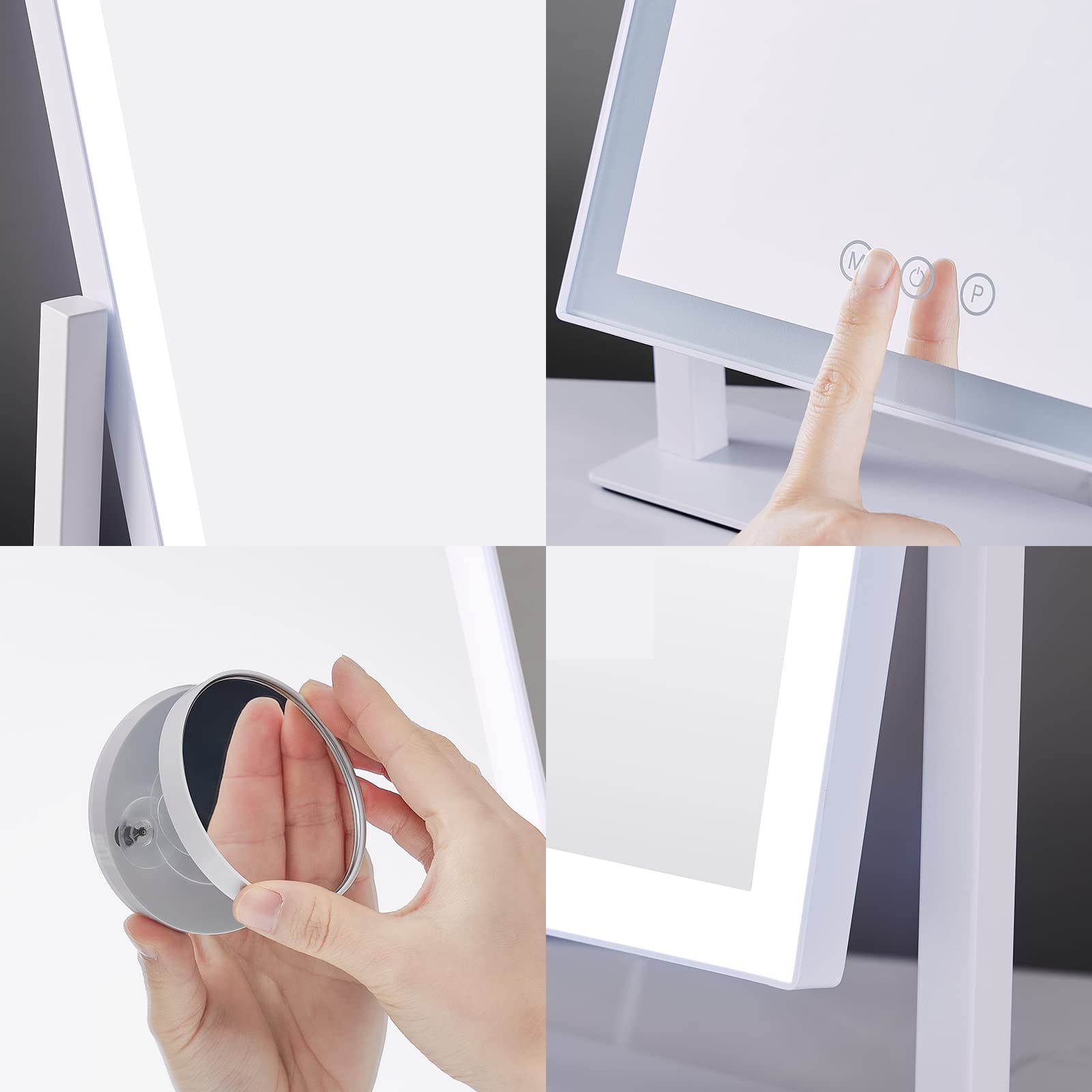 HIEEY mirror next to hand showing 17.3x13 inch scale for size clarity