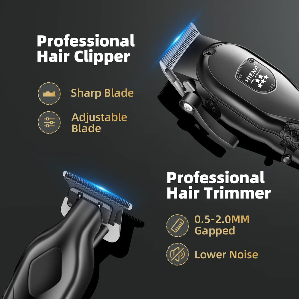 HIENA PRO accessories laid out including combs cape and USB cable for faster styling