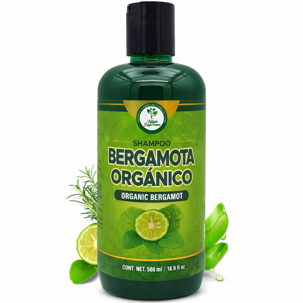 HIGH SUPREME front bottle showing bergamot shampoo and clear labeling benefit: refreshing scent