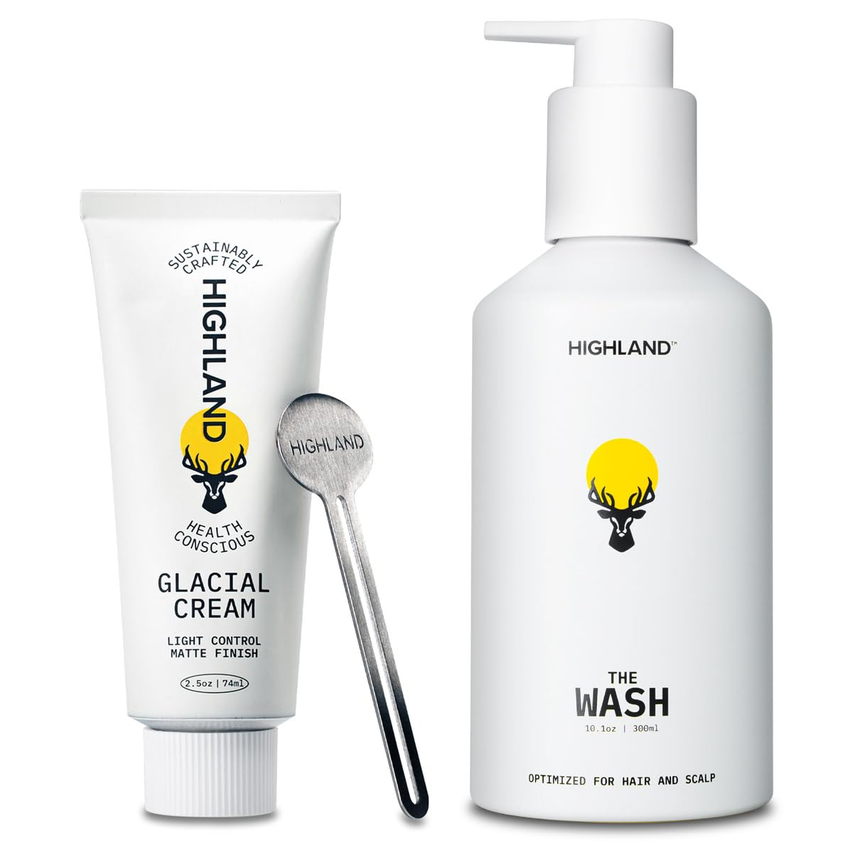 Highland Glacial Cream front packaging showing matte styling benefits
