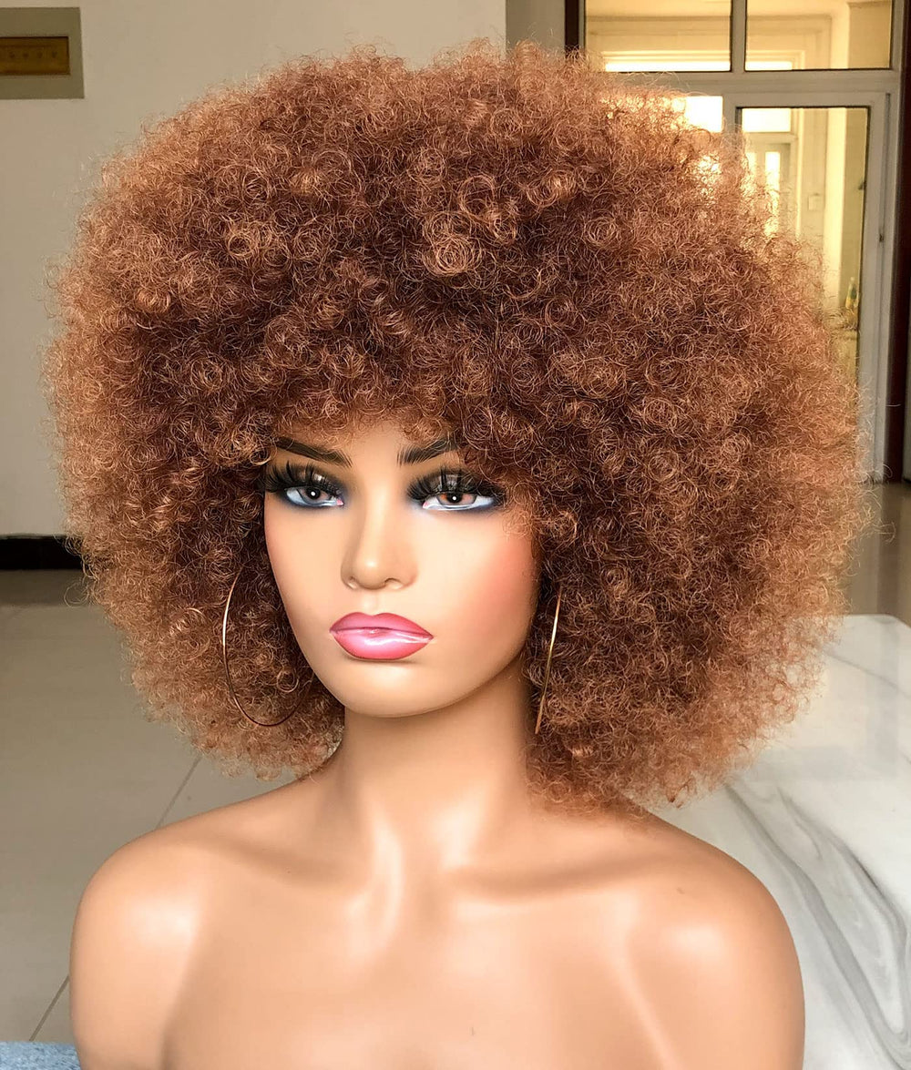 HIHOO side profile showing bangs and rounded 70s afro shape for style impact