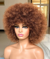 HIHOO side profile showing bangs and rounded 70s afro shape for style impact