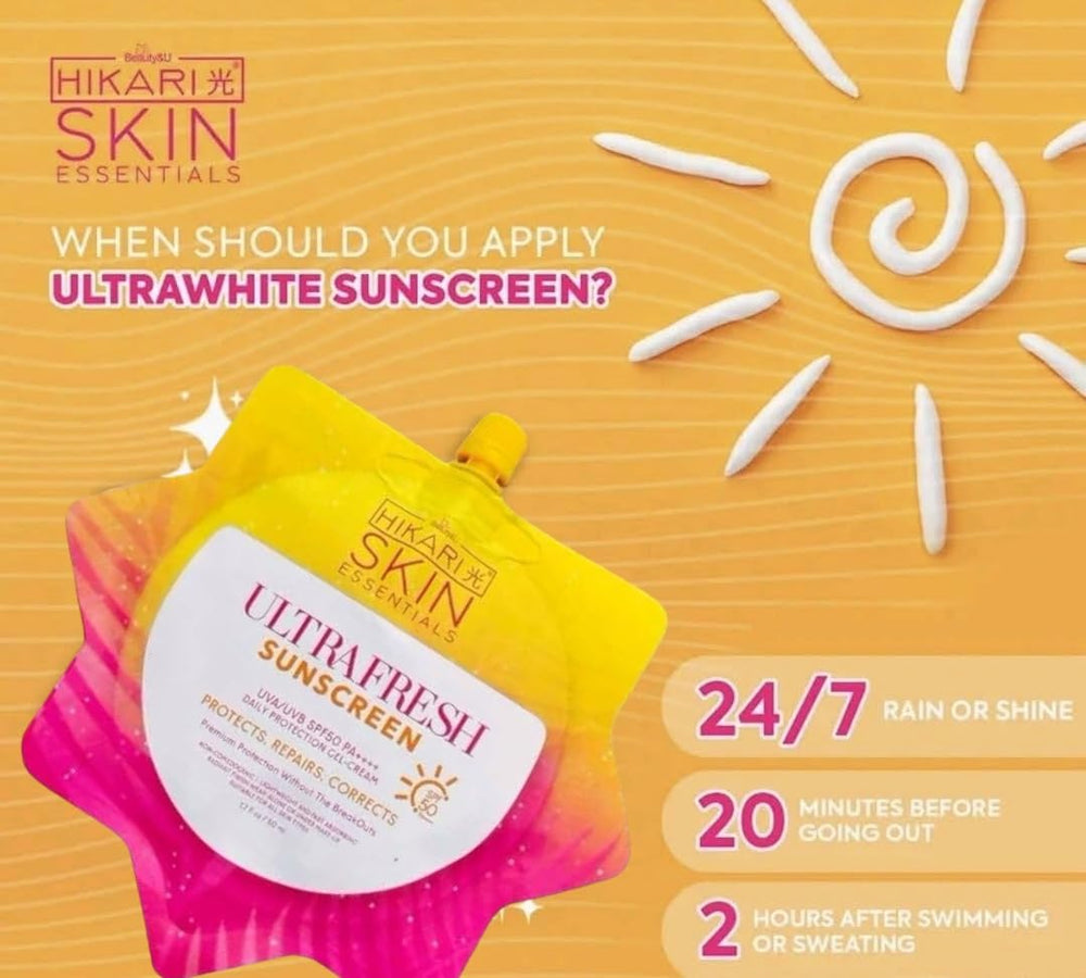 HikariSkin sunscreen in a bag on a sunny day showing daily sun protection benefit