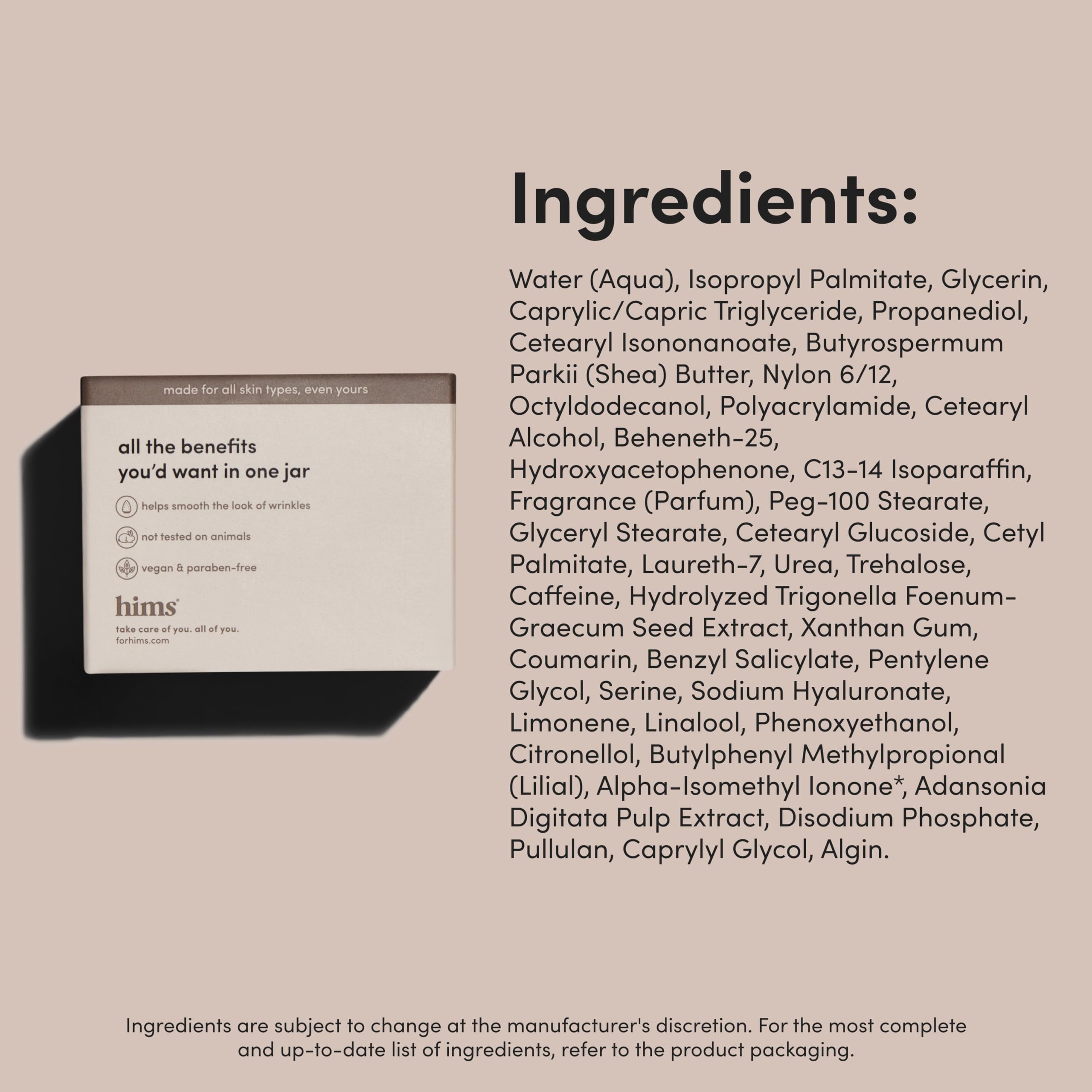 hims moisturizer absorbed into skin showing fast absorption and smooth finish benefit