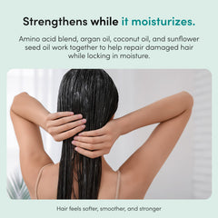 HIMS & HERS argan oil close-up highlighting nourishing oil infusion