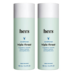 HIMS & HERS front packaging showing two 6.4 fl oz bottles and benefits
