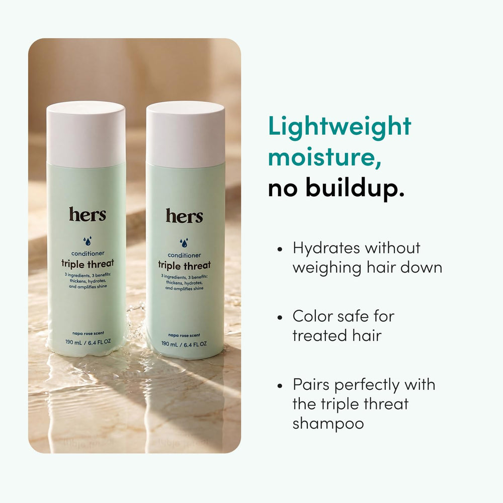 HIMS & HERS conditioner texture close-up showing creamy, lightweight formula