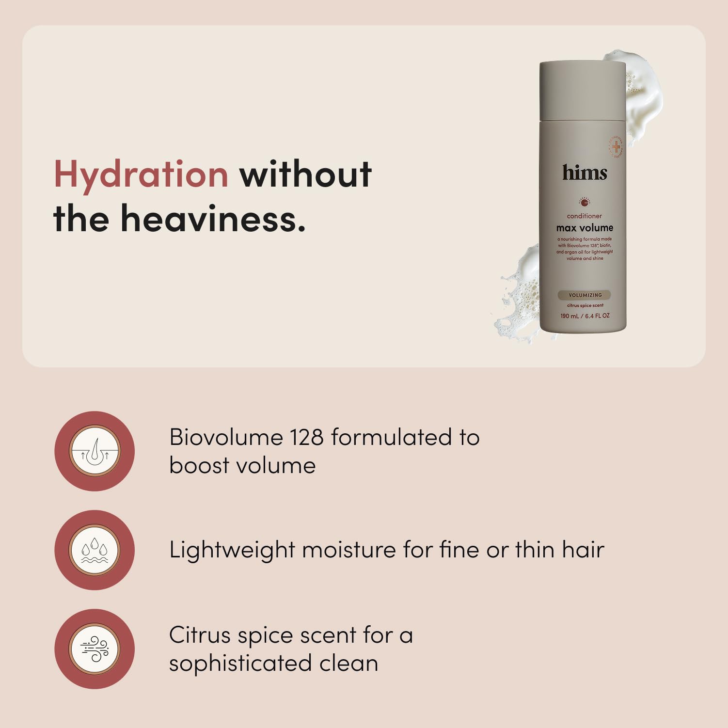 hims open cap with conditioner texture demonstrating silky, lightweight hydration