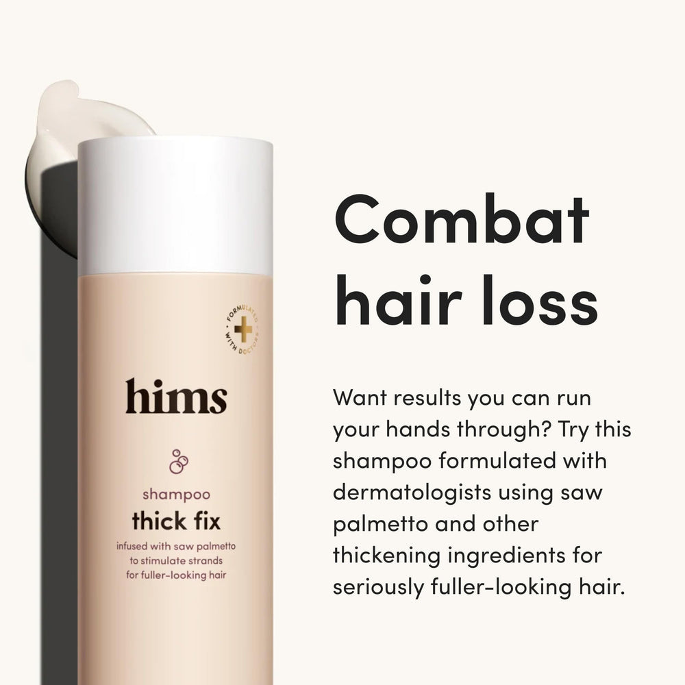 hims shampoo bottle close-up highlighting gentle sulfate-free formula