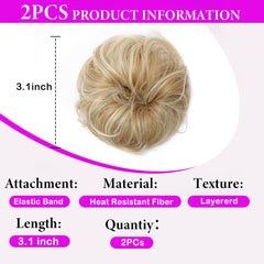 HIRCOMP messy bun in a high bun on model, quick stylish updo benefit