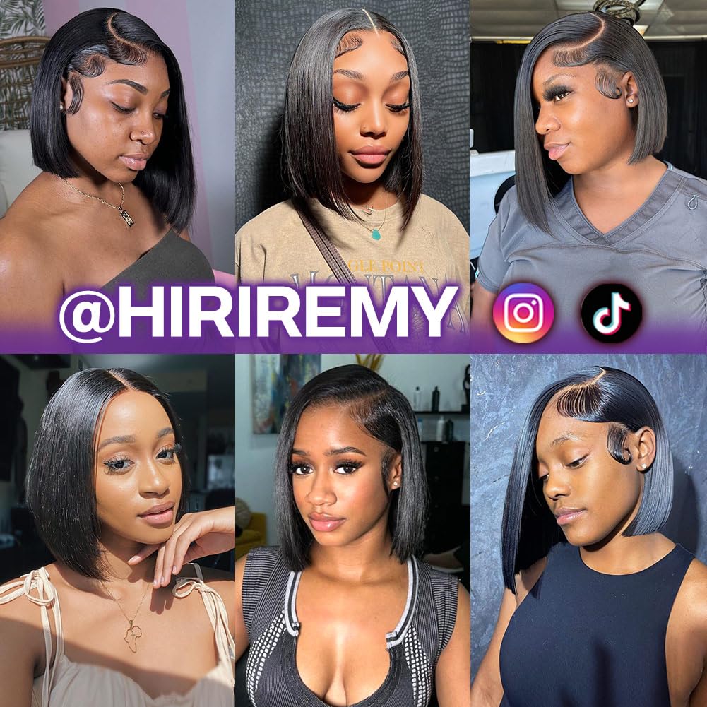 HIRIREMY model wearing side-part bob in lifestyle setting for everyday wear