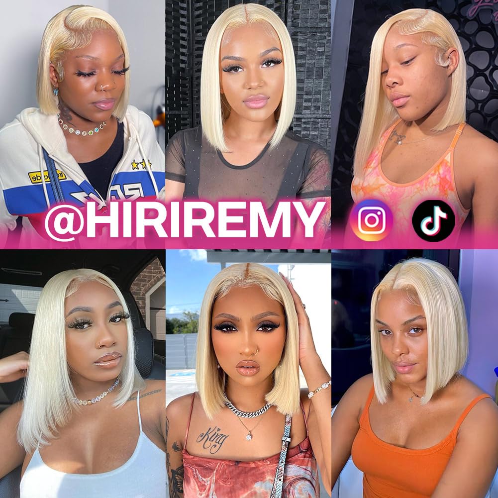 HIRIREMY lifestyle shot outdoors showing confident, ready-to-wear blonde bob