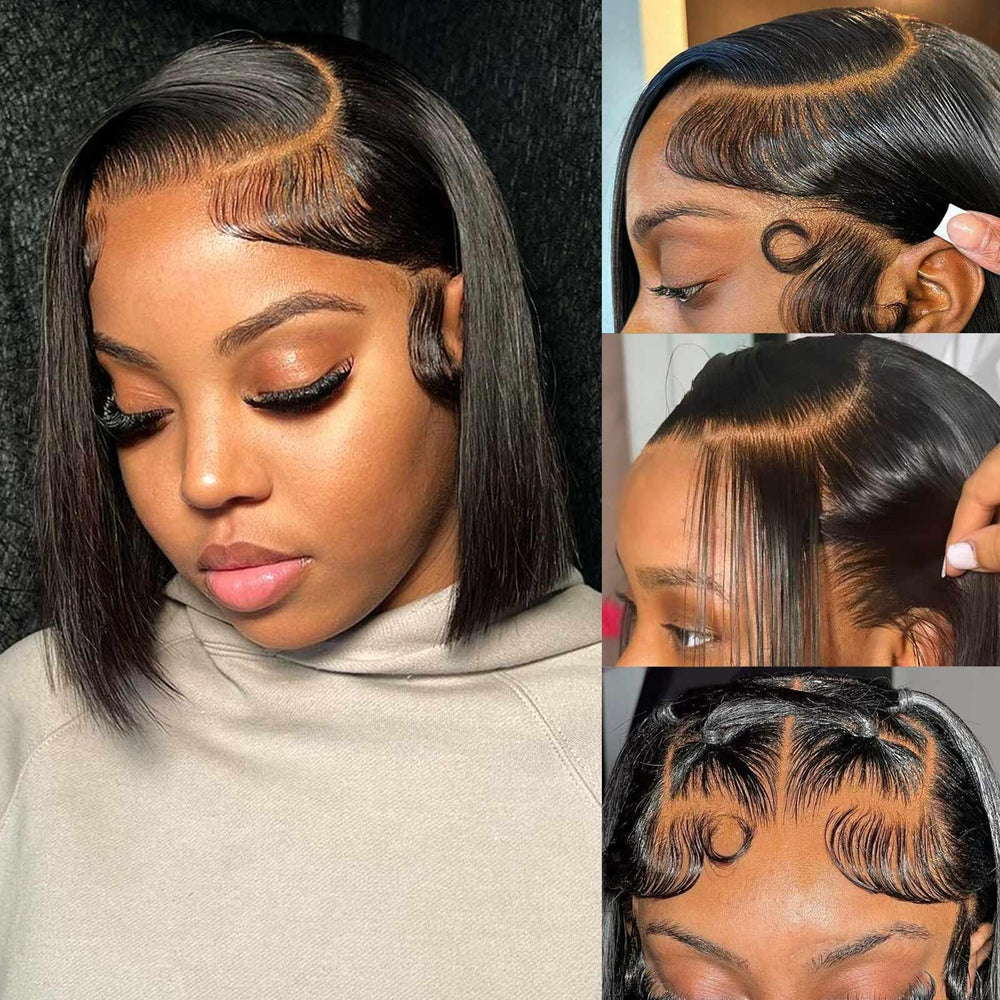 HIRIREMY length comparison showing 10 inch short bob for accurate sizing