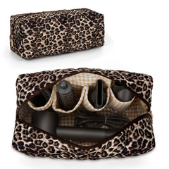 HiTotes front view floral travel case showing secure zip and chic design benefit: visible organization