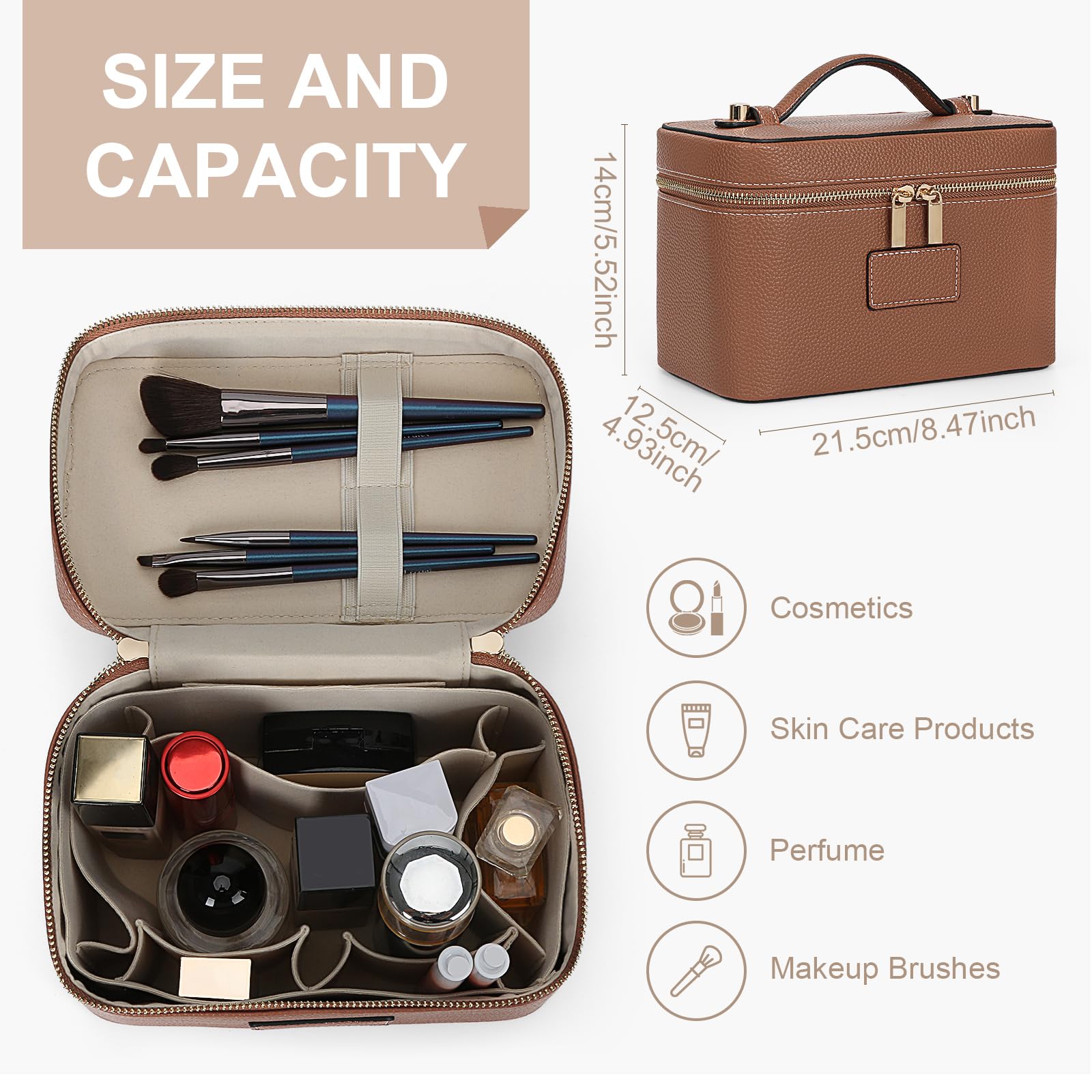 HiTotes vanity case removable divider detail illustrating customizable interior organization