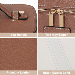 HiTotes vanity case PU leather close-up showing waterproof surface and easy-clean benefit