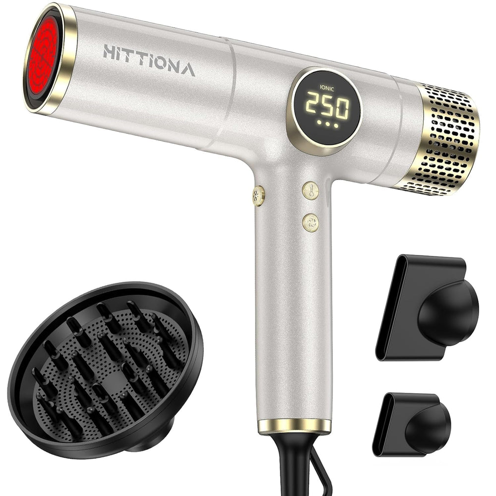 HITTIONA front view travel hair dryer highlighting compact portability and power