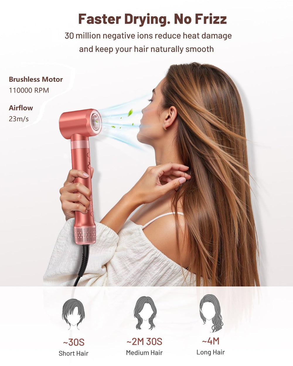 HITTIONA styler in use drying and styling hair simultaneously for faster routine