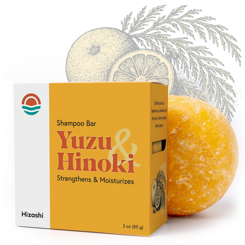 Hizashi front packaging showing yuzu and hinoki scent and eco benefits