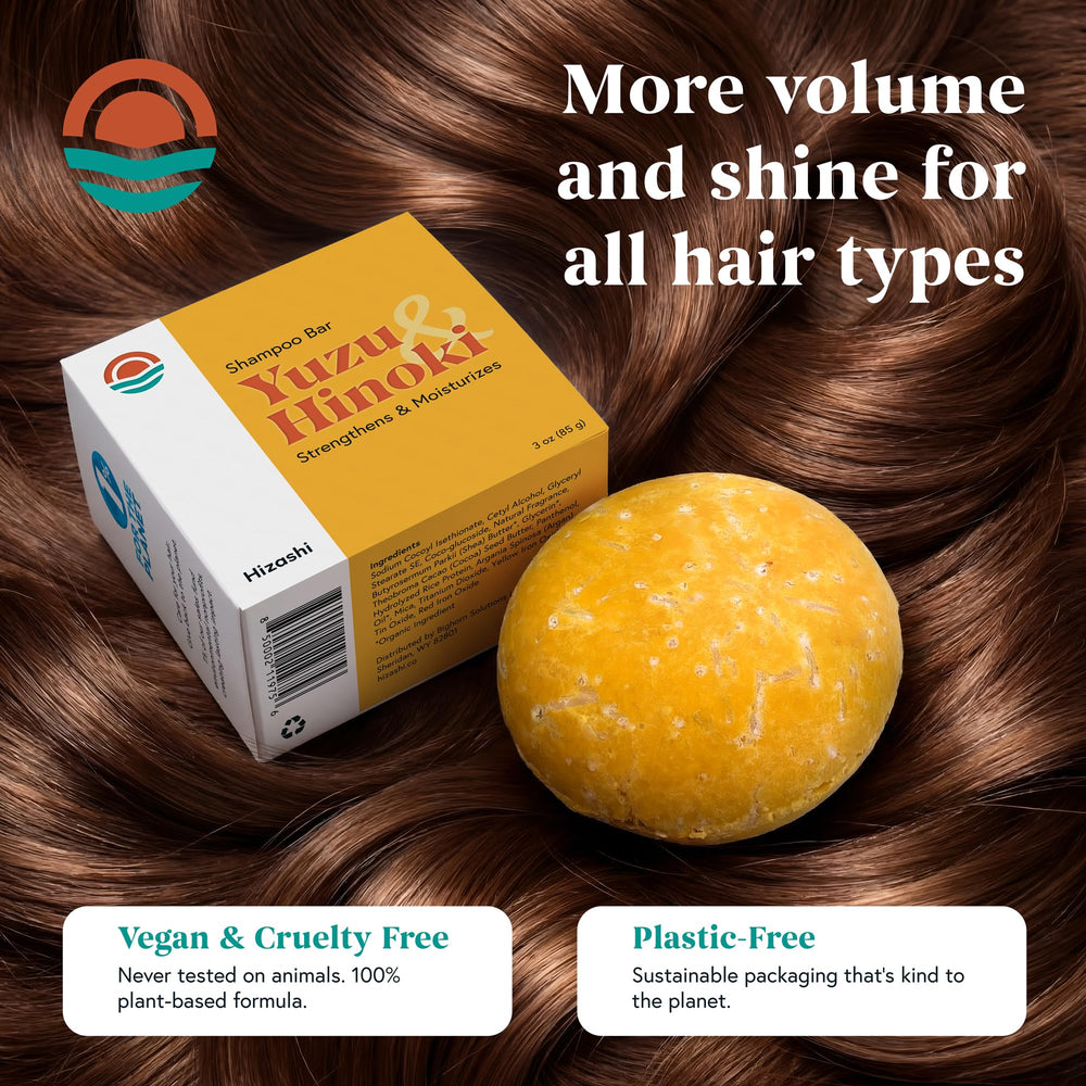 Hizashi rich lather on hair demonstrating cleansing and conditioning
