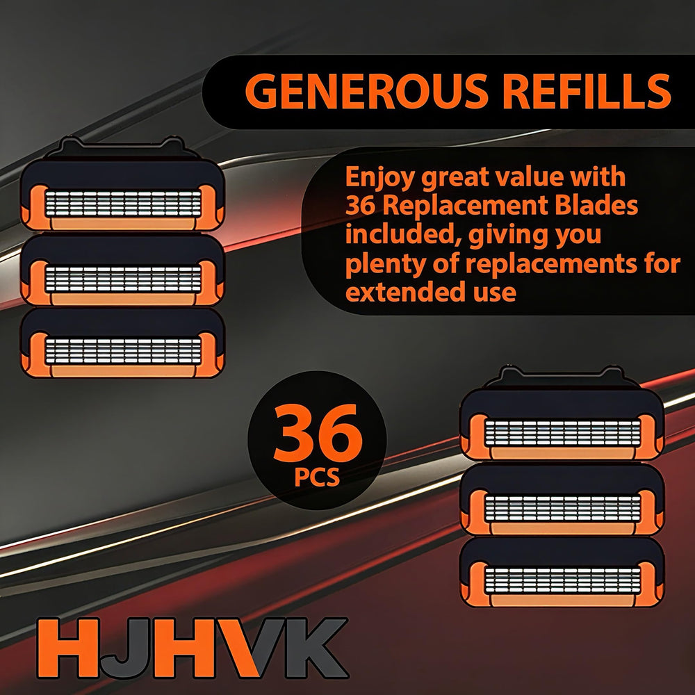 HJHVK close-up of five-layer blade stack for smoother shaves