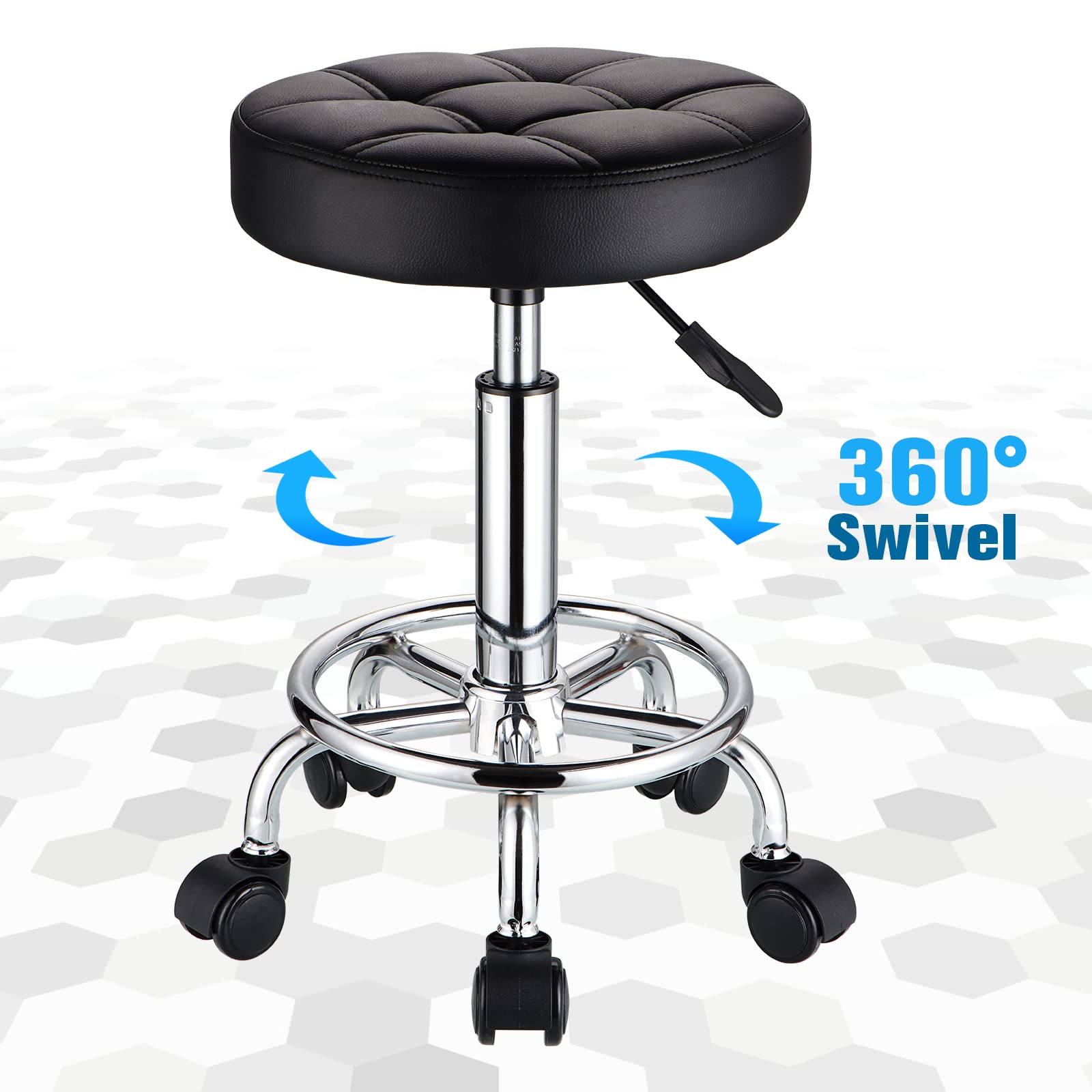 HMTOT stool next to footrest showing scale and space-saving advantage