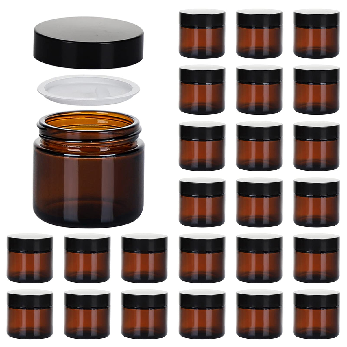 hoa kinh front packaging showing 24 amber jars and lids for organized storage