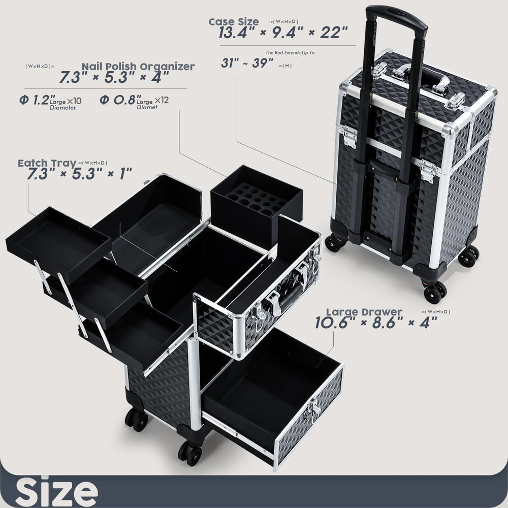 Hododou lower compartment with hair tools and bottles showing generous storage capacity