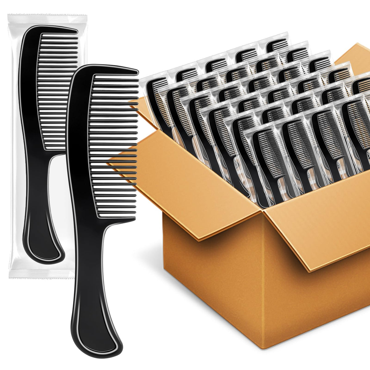 HOFASON front packaging showing 100 individually wrapped combs for easy distribution