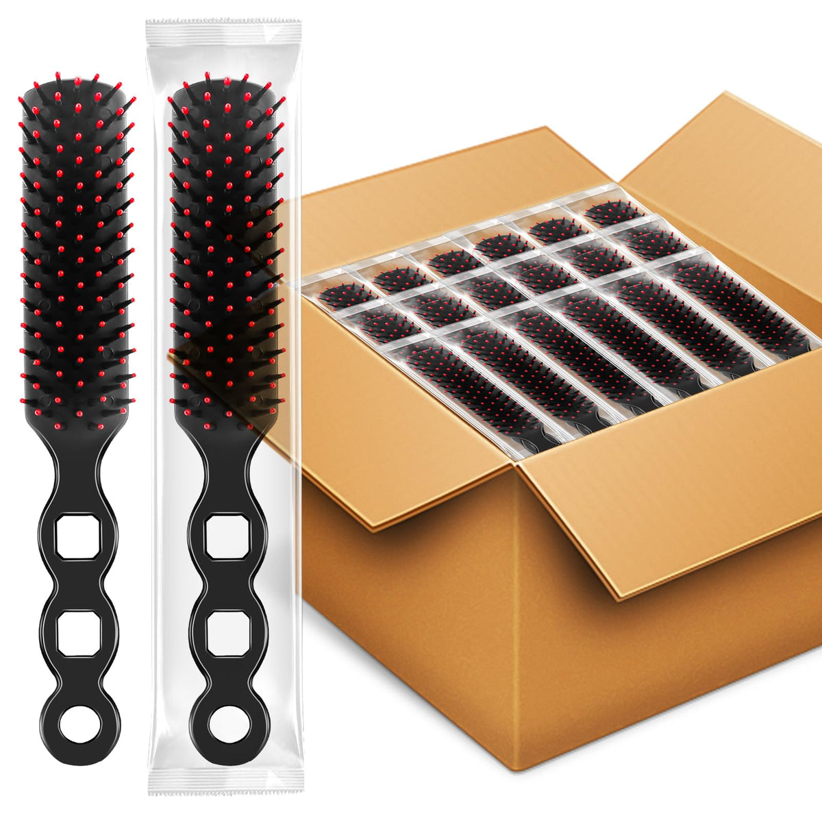 HOFASON front packaging showing 100 individually wrapped brushes, easy distribution benefit