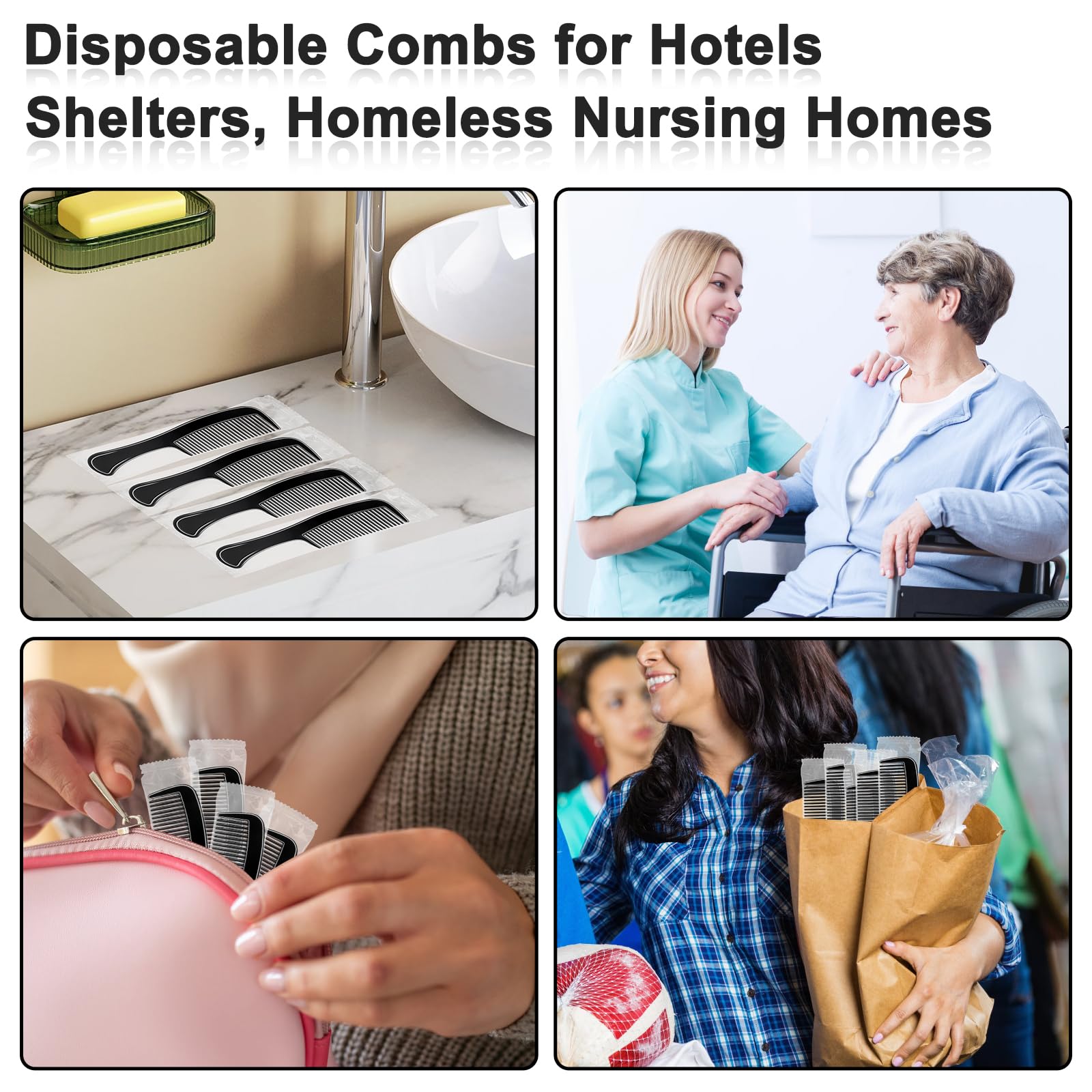 HOFASON comb placed on hotel vanity to show disposable guest amenity use