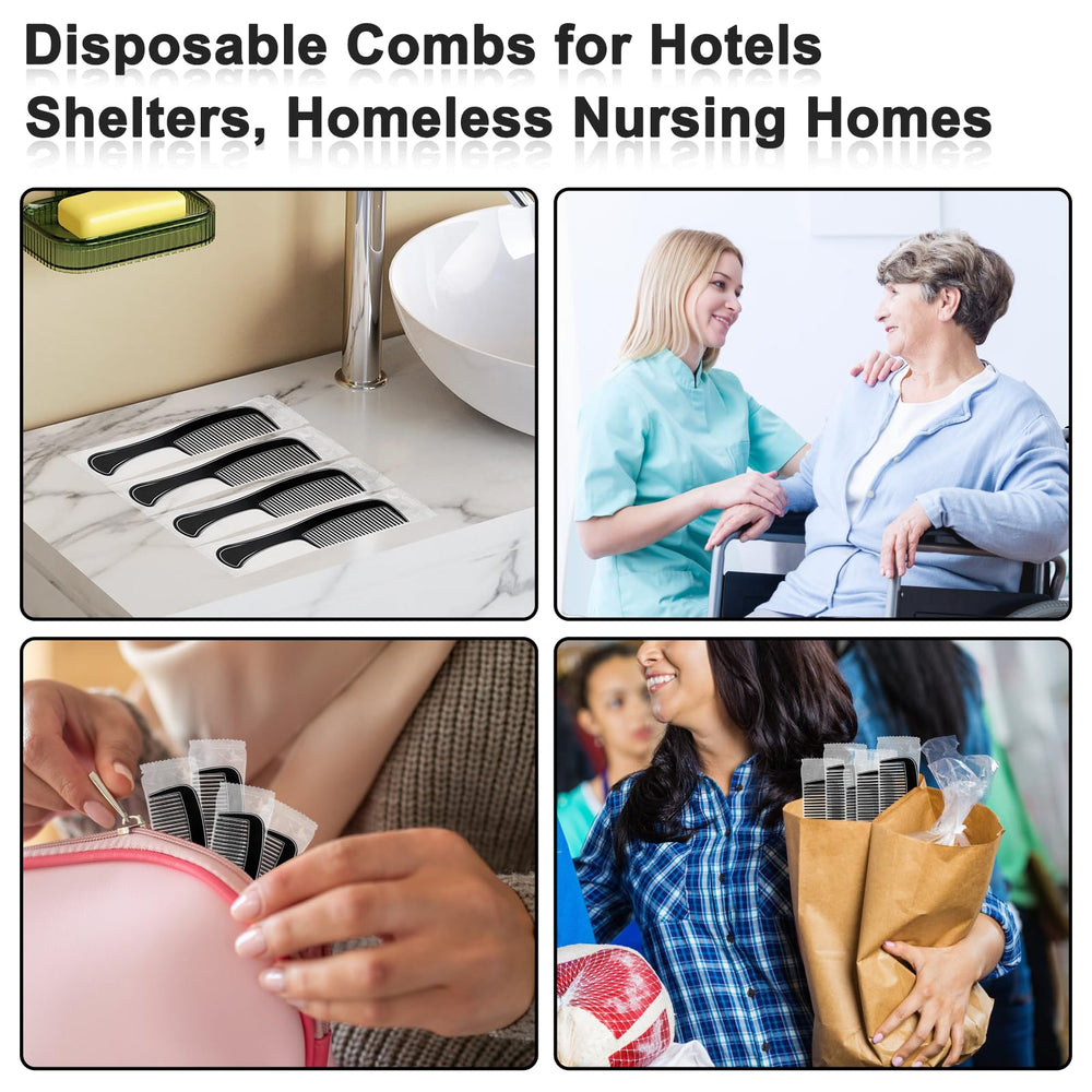 HOFASON comb placed on hotel vanity to show disposable guest amenity use