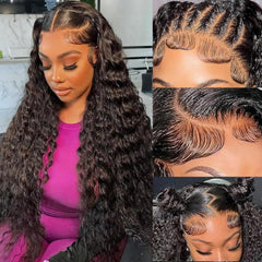 Hoiloxa front view showing full 24 inch deep wave wig and natural shine