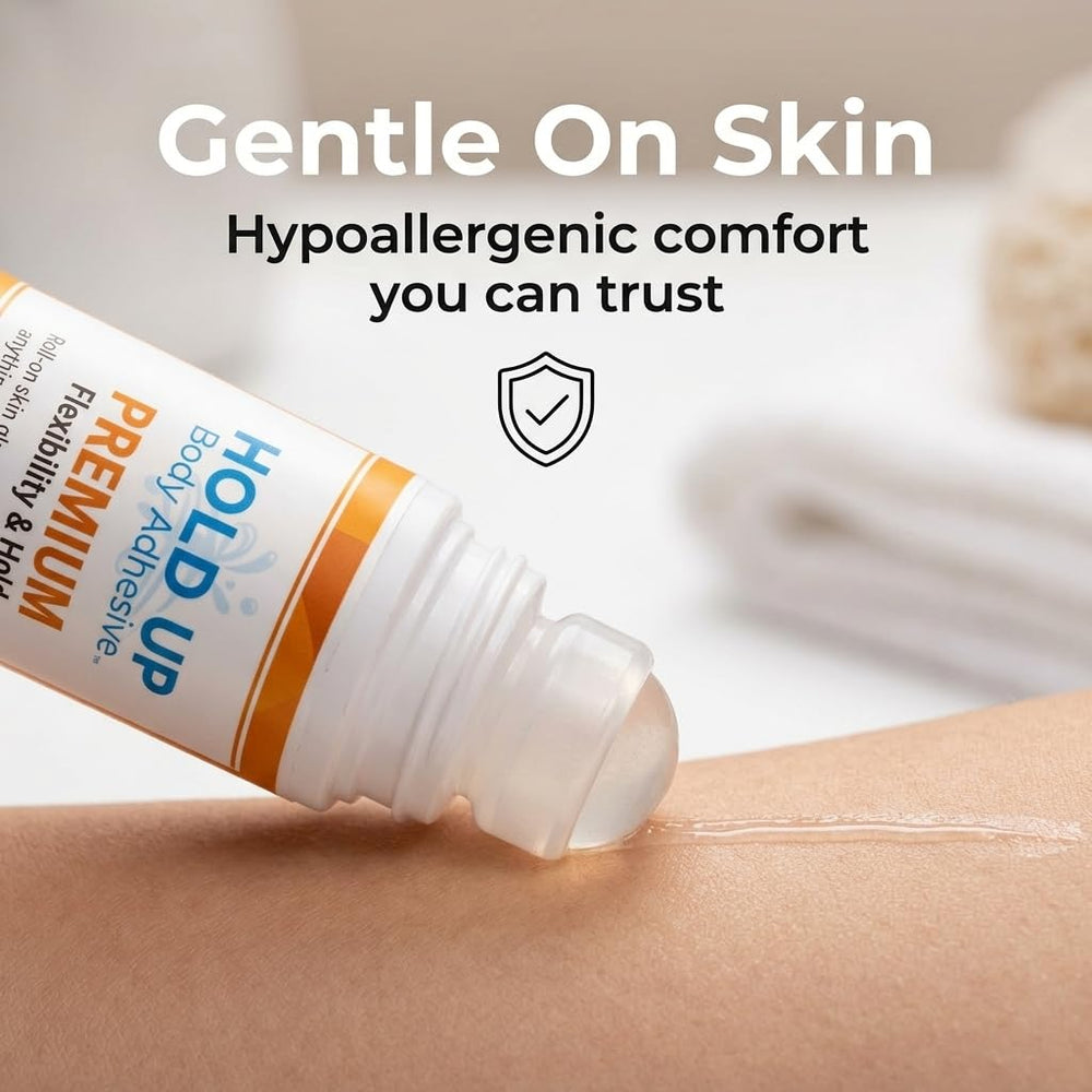 Hold Up Body Adhesive used by performer on stage for confident wear