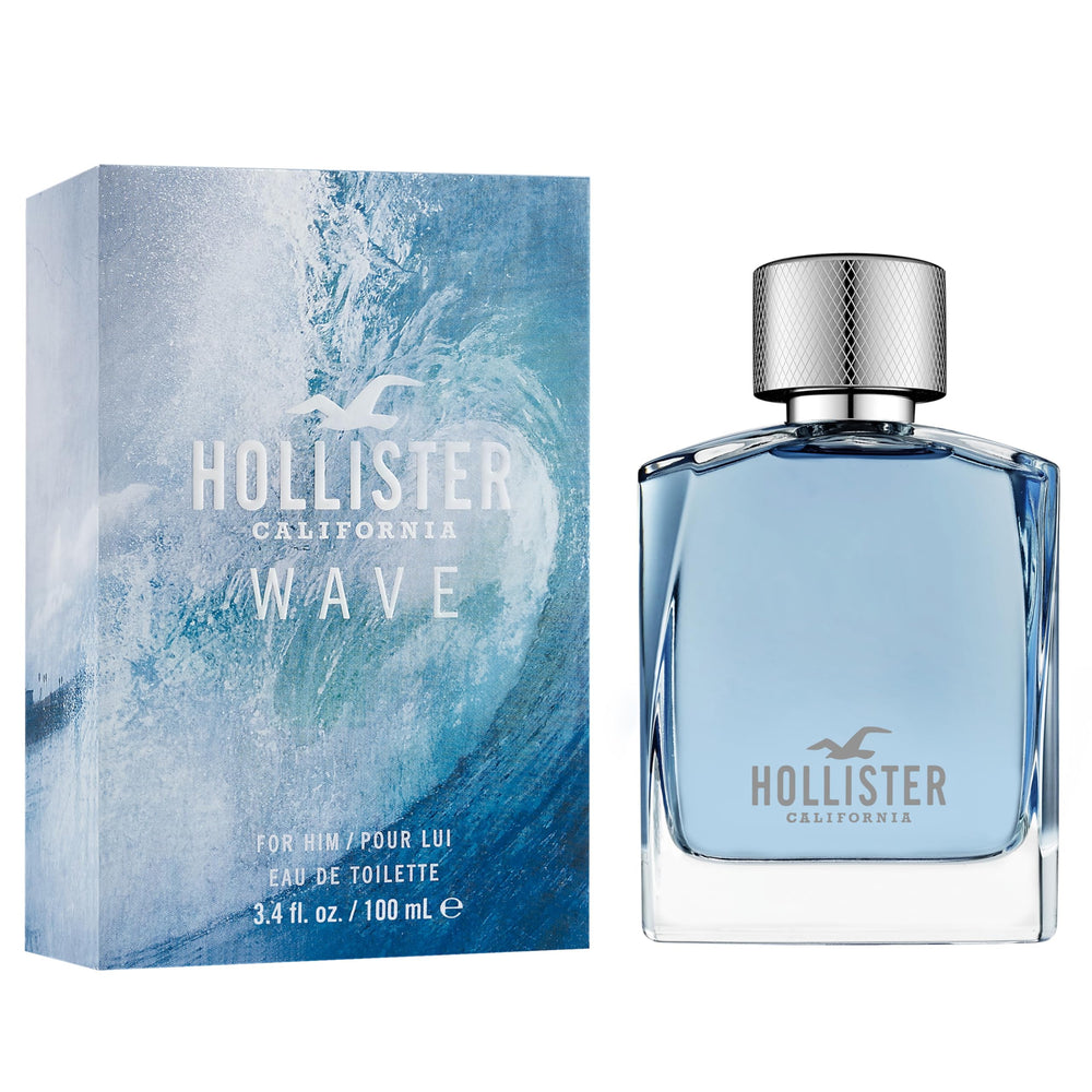 Hollister Wave Men bottle close-up detailing cap and glass, highlights quality finish
