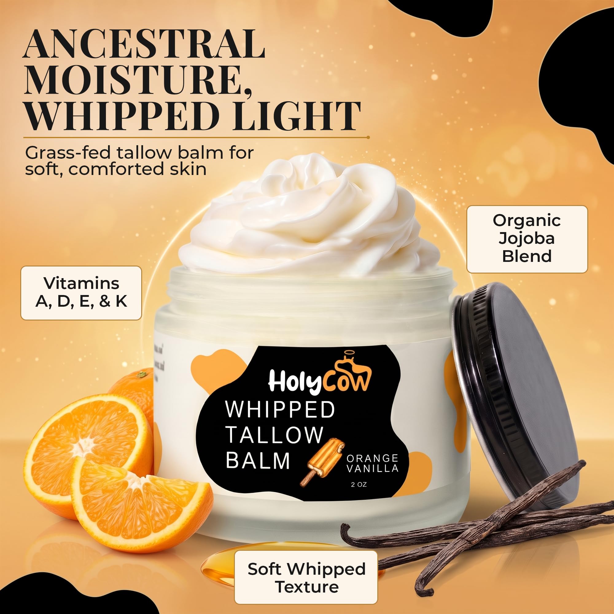 Close-up whipped texture of HolyCow tallow demonstrating airy, melt-in feel