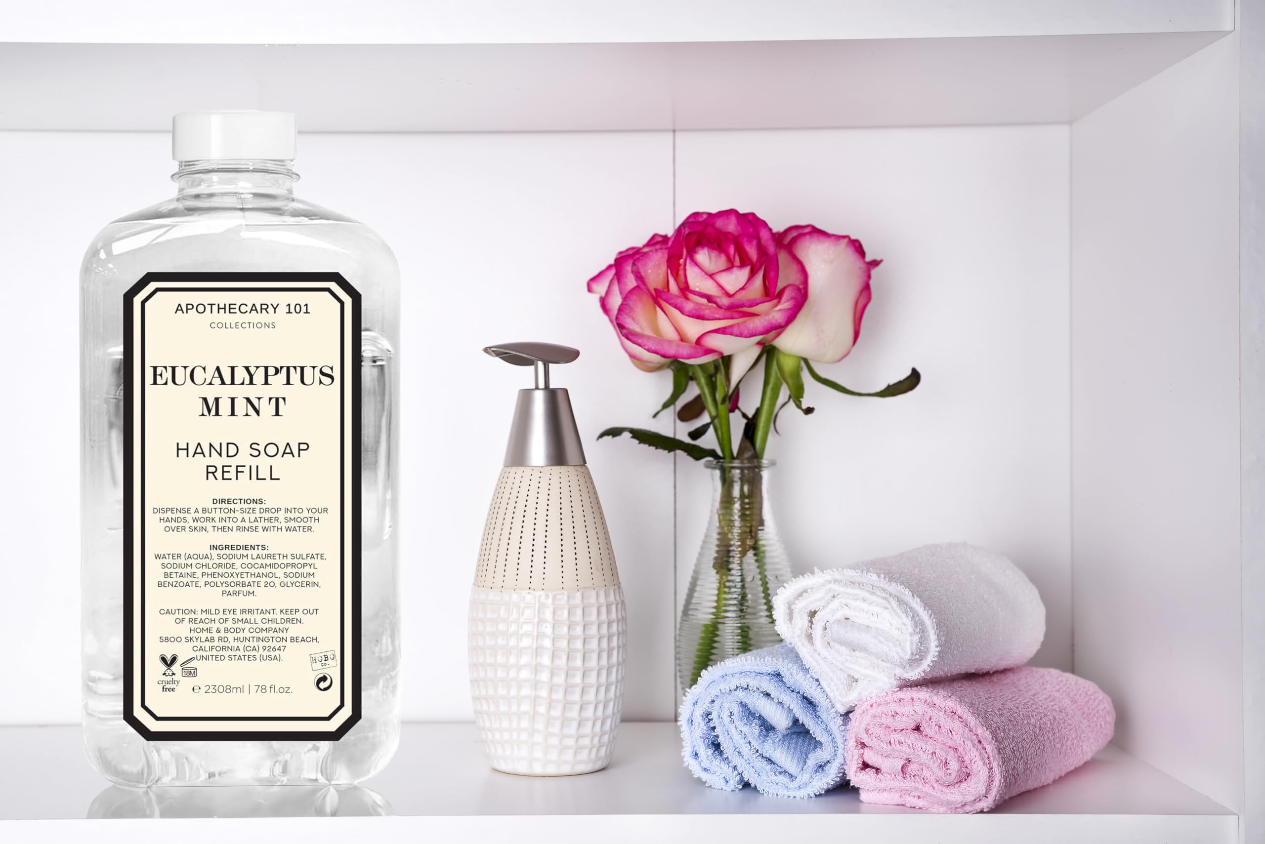 Home & Body Company bottle at sink in use providing fragrant, pleasant handwashing