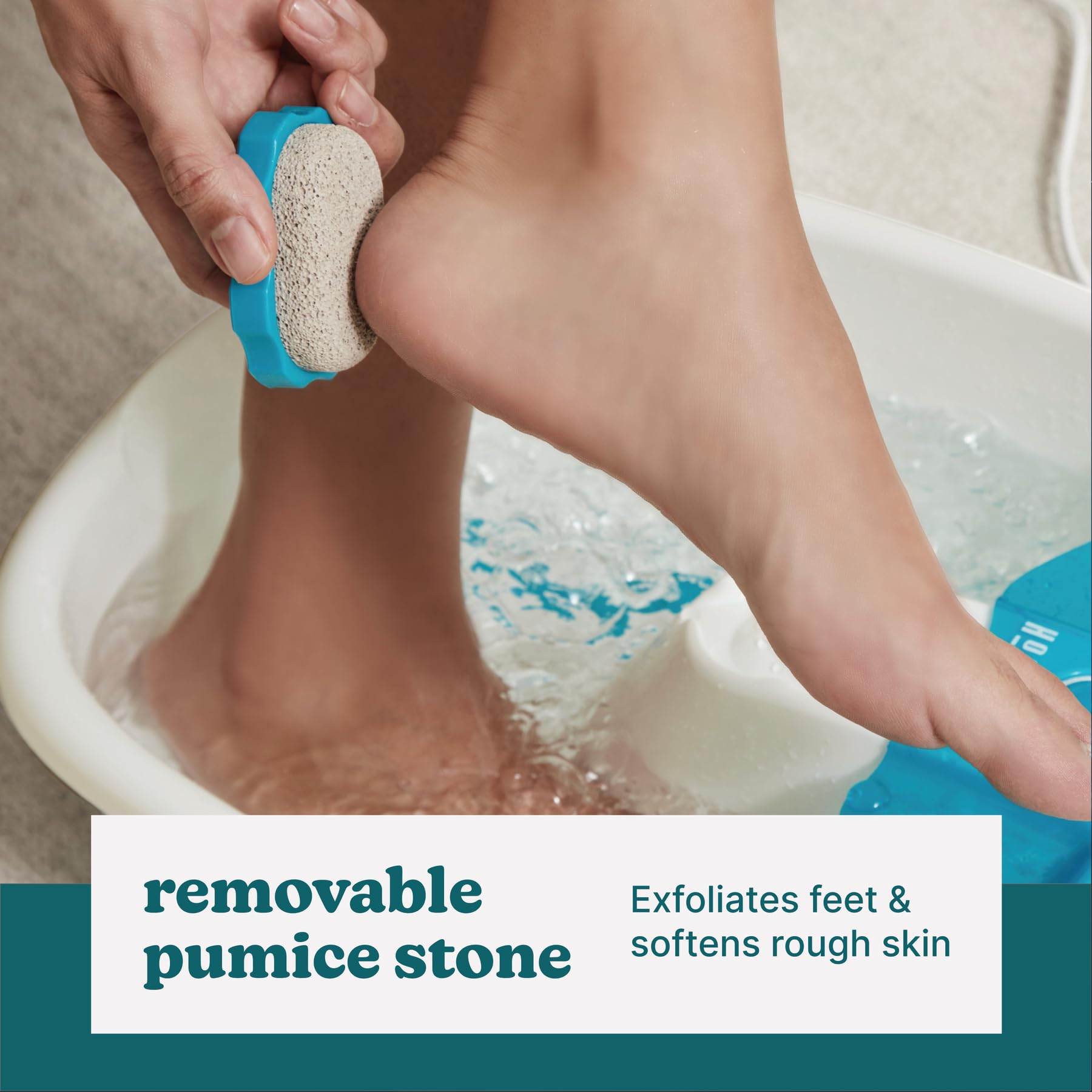 HoMedics close-up of removable pumice stone showing rough surface for callus smoothing benefit