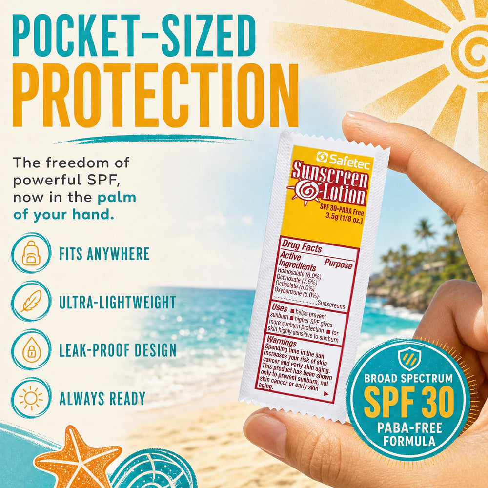 HOMESPHERE sunscreen packets being used at the beach enhancing outdoor readiness