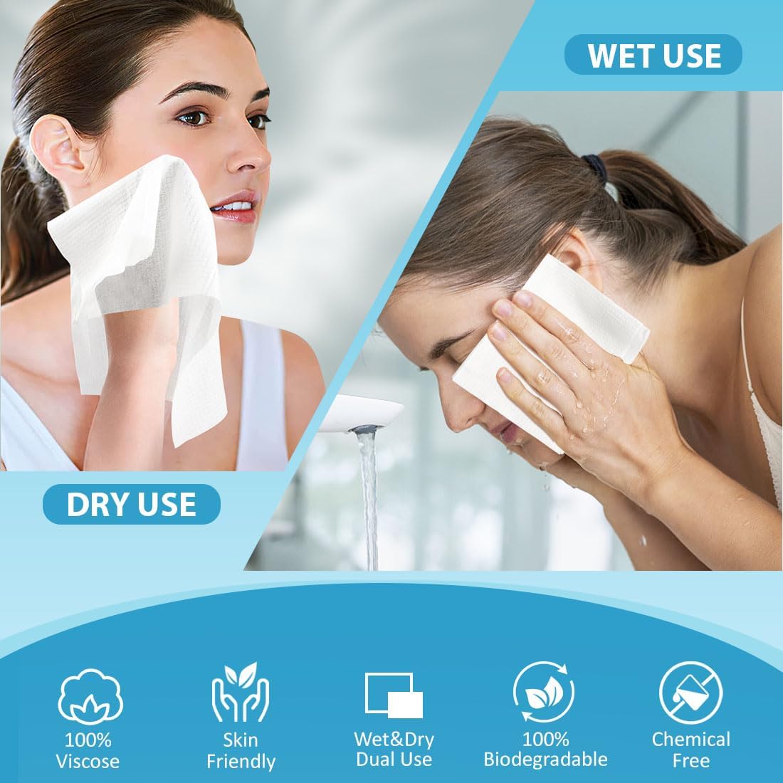 HOMEXCEL single XL face towelette spread flat showing full coverage benefit