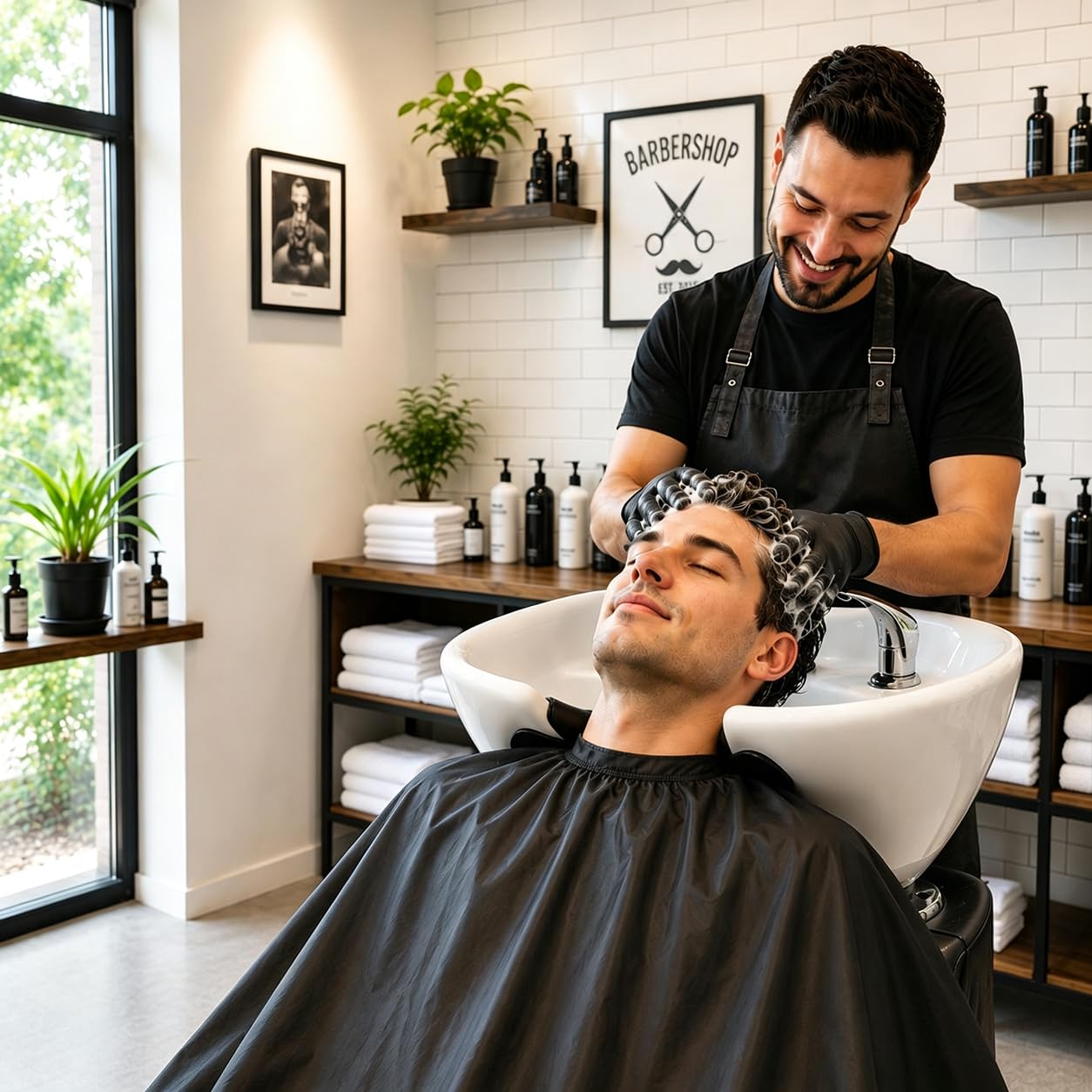 HOMEXCEL towel draped in salon for quick-dry professional use