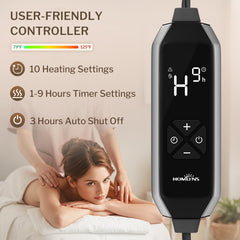 HOMLYNS controller and long cord detail showing easy heat adjustments for therapists