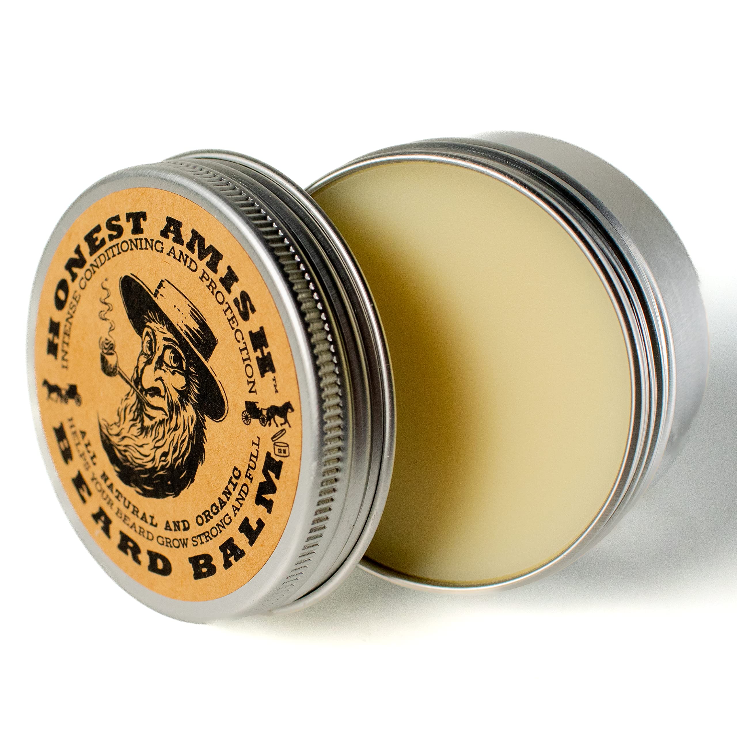 Honest Amish front tin view showing label and packaging benefit