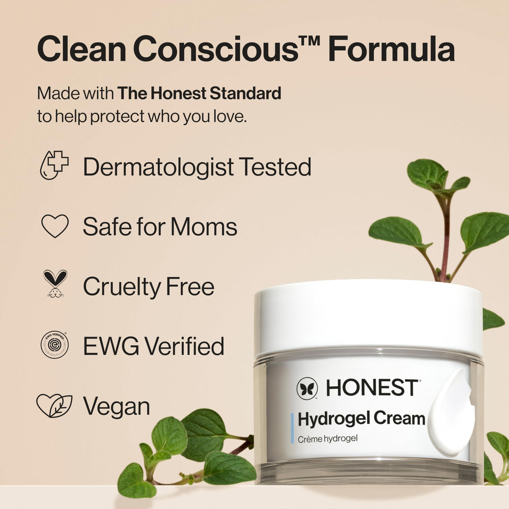 Honest Beauty close-up hydrogel strand highlighting moisture-release formula benefit