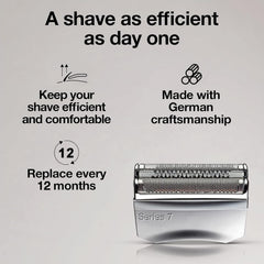 HONGNAL head installed on Series 7 shaver showcasing easy snap-fit replacement