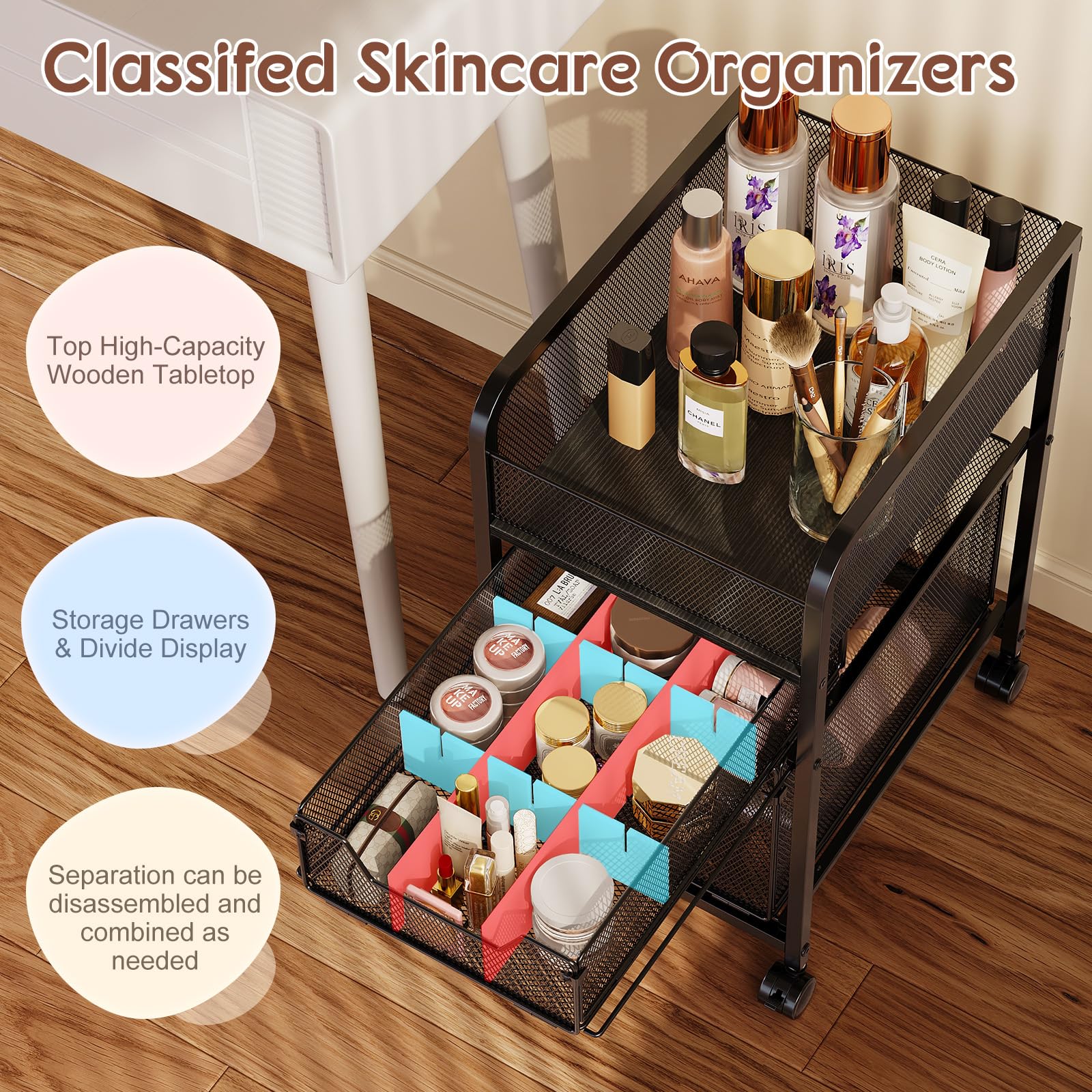 hongtamoya divider closeup showing adjustable compartments for organization