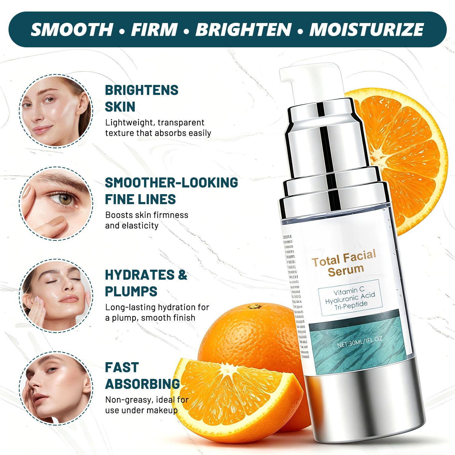HONGYUNDA bottle with visible ingredients label highlighting vitamin C and peptides