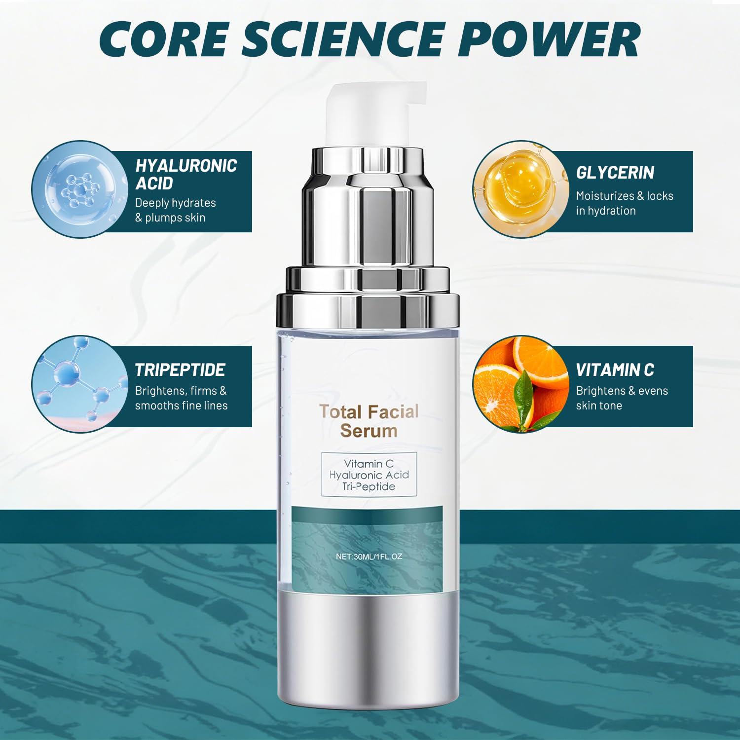 HONGYUNDA serum texture in droplets illustrating fast-absorbing lightweight hydration