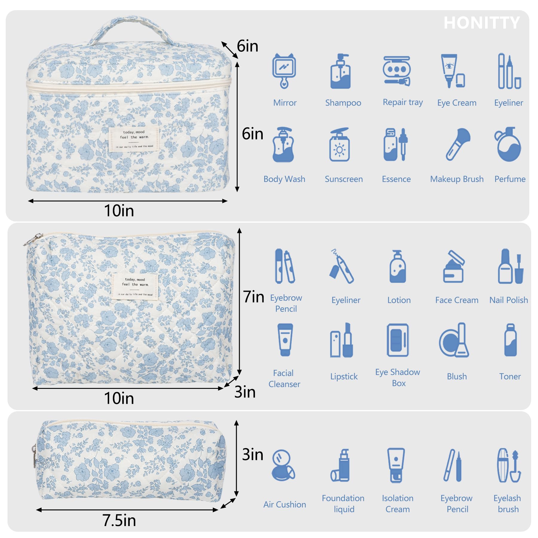 honitty floral pattern close-up highlighting quilted texture and durable stitching