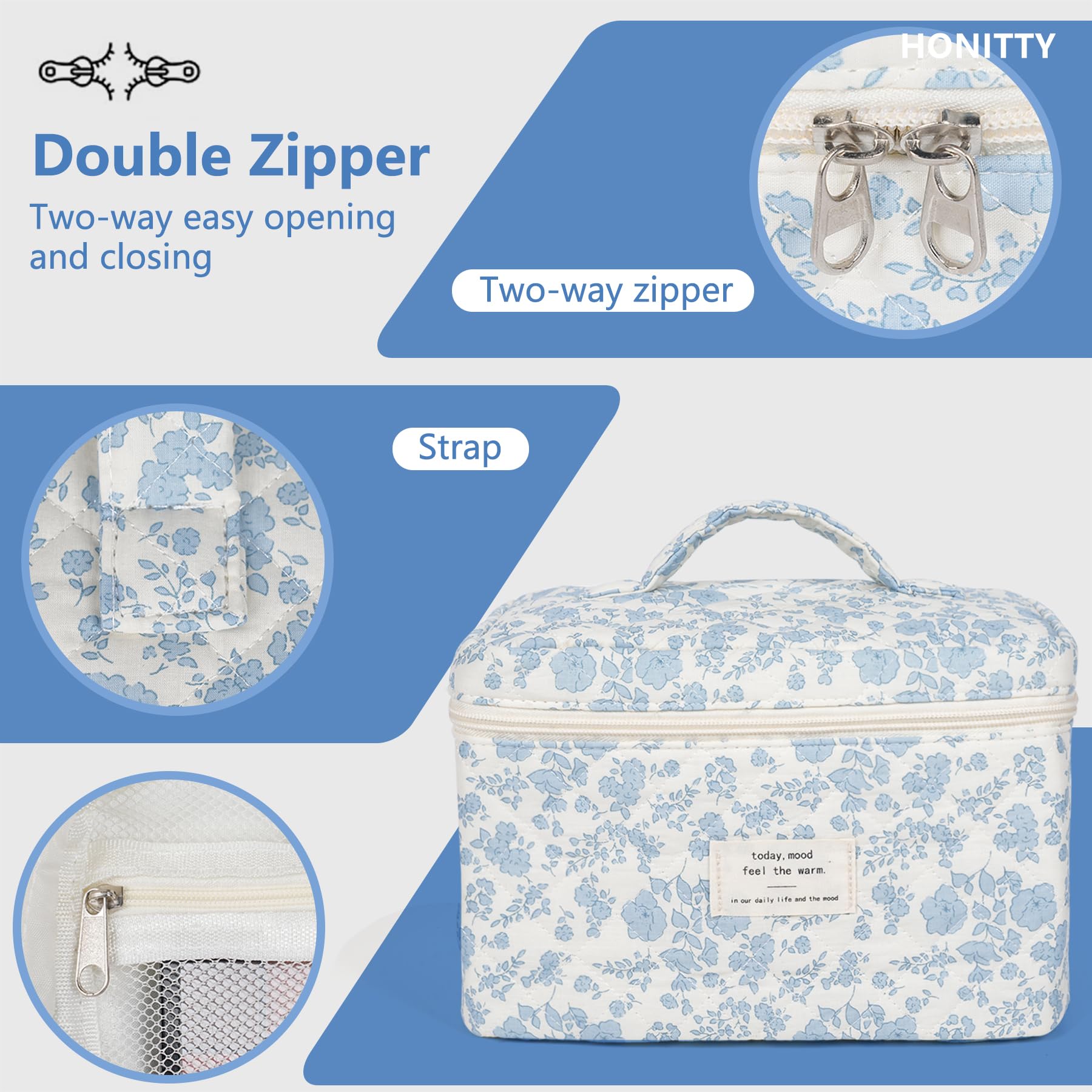 honitty medium bag open with toiletries showing easy access and organization
